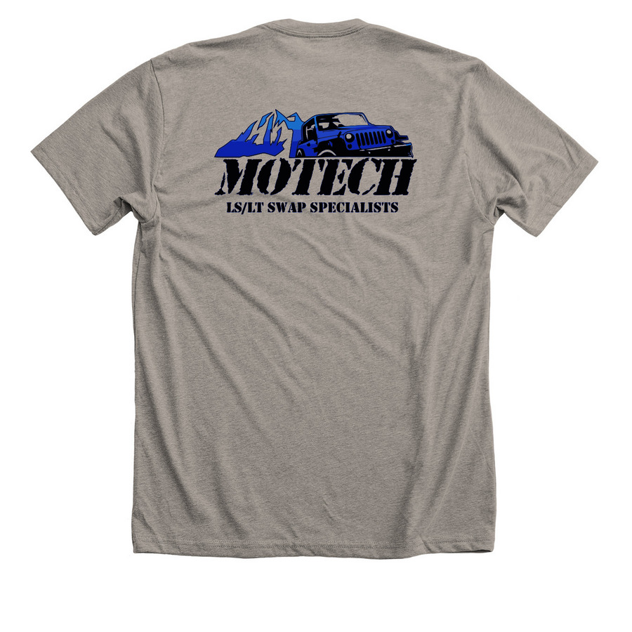 MoTech Logo, a Heather Stone Premium Unisex Tee (back-view)