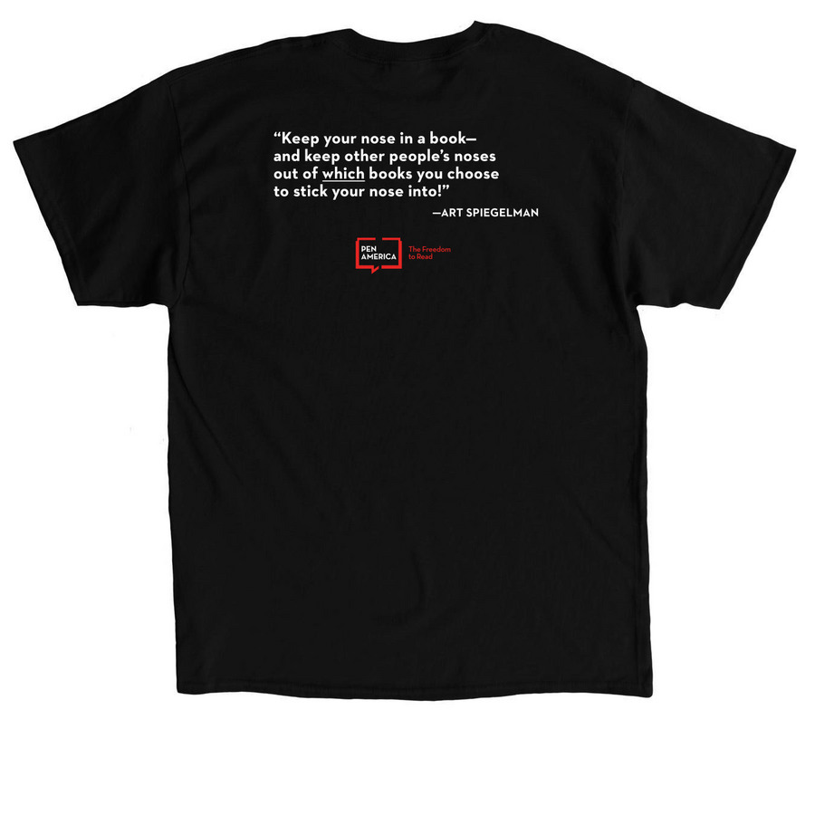 Fight Book Bans with Art Spiegelman, a Black Classic Unisex Tee (back-view)