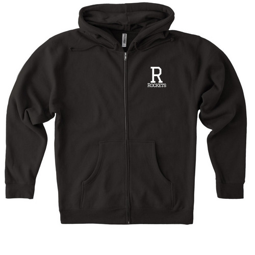 Varsity Rockets, a Black Heavyweight Zip Up Hoodie