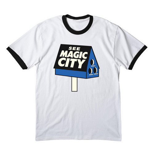 SEE MAGIC CITY, a White/ Jet Black Cotton Ringer Tee