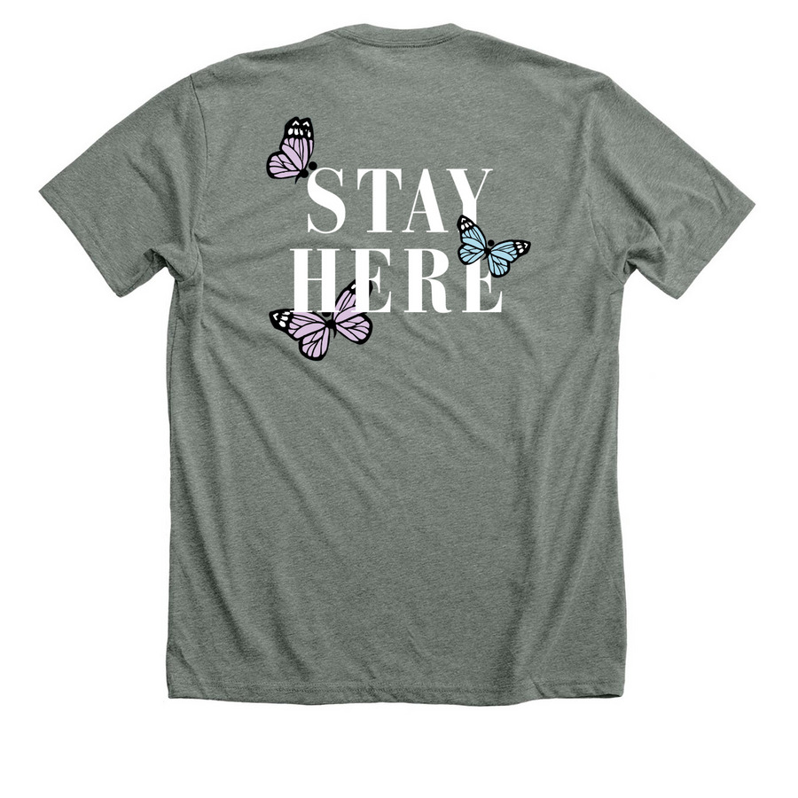 Semicolon Butterflies, a Deep Heather Premium Unisex Tee (back-view)
