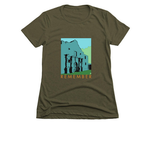 Remember the Alamo, a Military Green Women's Slim Fit Tee