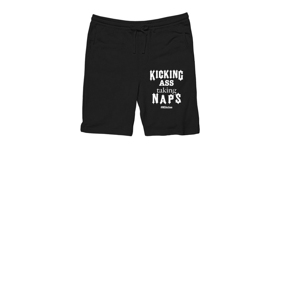 Kicking Ass Taking Naps #MEAction Shorts, a Black Midweight Fleece Shorts
