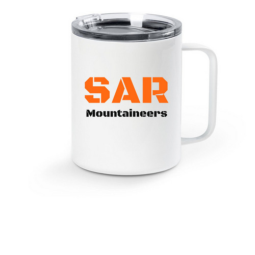 Kaos and Mazi&nbsp;, a White Stainless Steel Travel Mug