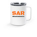 Kaos and Mazi&nbsp;, a White Stainless Steel Travel Mug