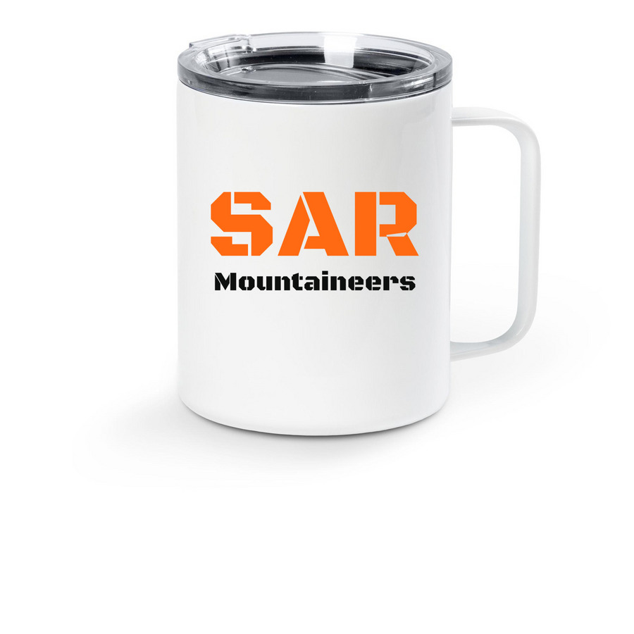 Kaos and Mazi&nbsp;, a White Stainless Steel Travel Mug