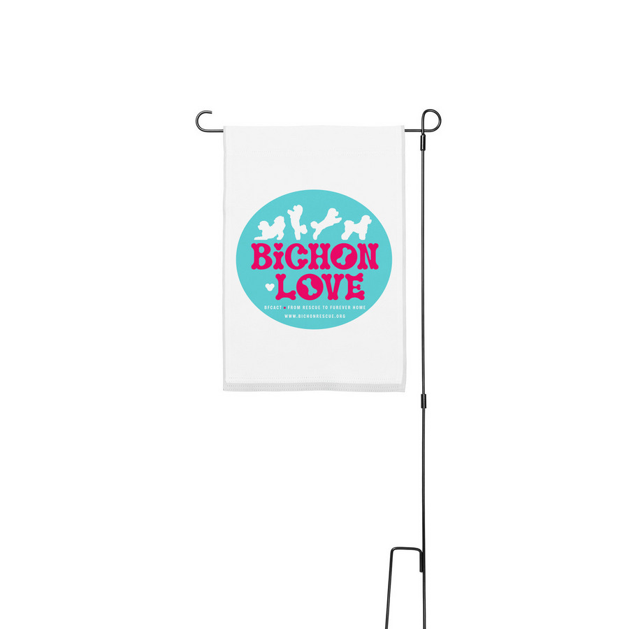 BFCACT Bichon Love, a White 12" x 18" Yard Flag with Stake