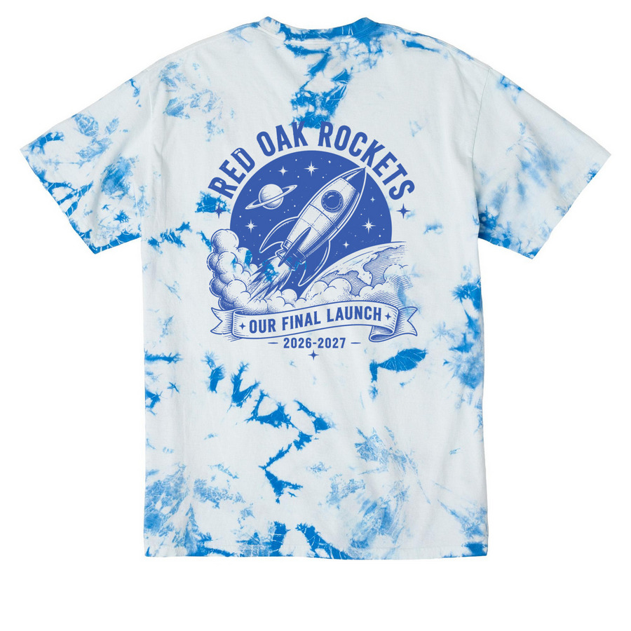 Blue Cosmos Our Final Launch, a True Royal Crystal Tie Dye Tee (back-view)