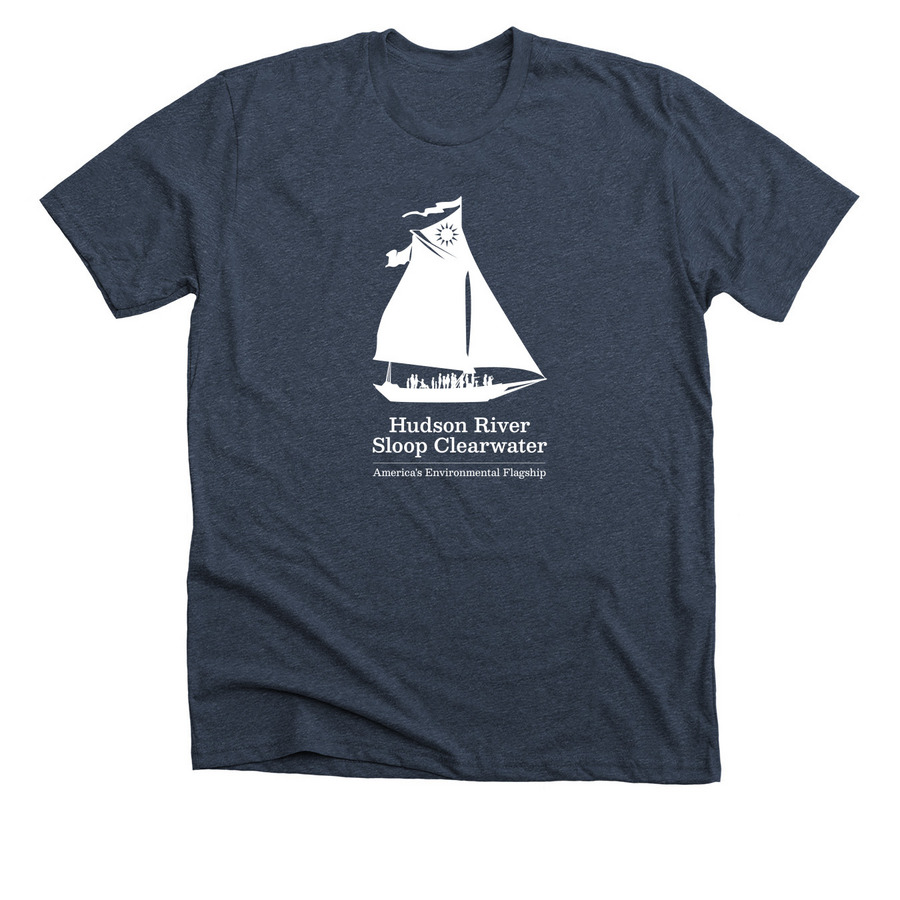 Clearwater Logo Apparel, a Heather Midnight Navy Premium Unisex Tee