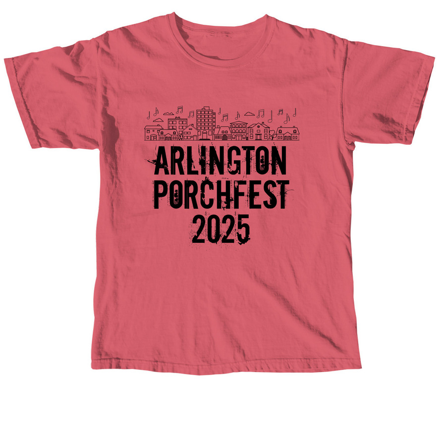 Arlington Porchfest 2025 T-Shirt, a Crimson Comfort Colors Unisex Tee