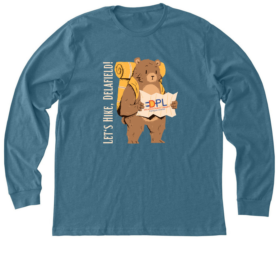Let's Hike, Delafield!, a Heather Deep Teal Premium Long Sleeve Tee