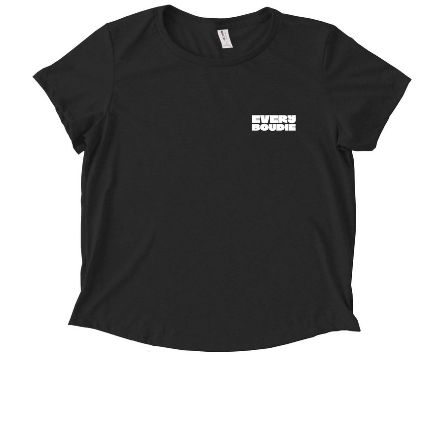 EveryBoudie Logo Merch, a Deep Black Allmade Eco Triblend Women?s Scoop Neck Tee