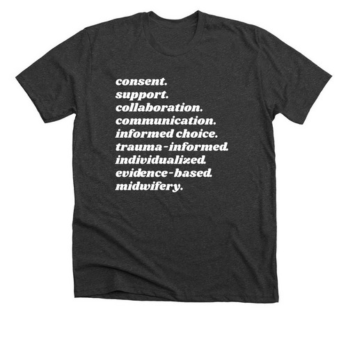 What Midwifery Care is All About, a Dark Grey Heather Premium Unisex Tee