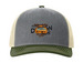 2026 Deltana Fair Hats, a Heather Grey/ Birch/ Army Olive Printed Five-Panel Trucker Cap