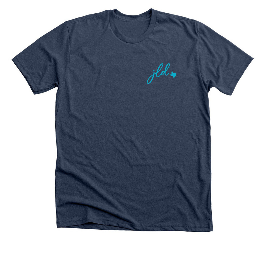 JLD Texas, a Heather Navy Premium Unisex Tee