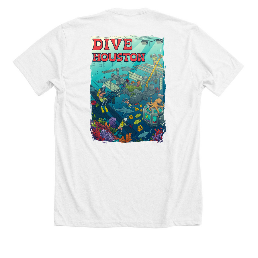 The Houston T, a Solid White Blend Premium Unisex Tee (back-view)