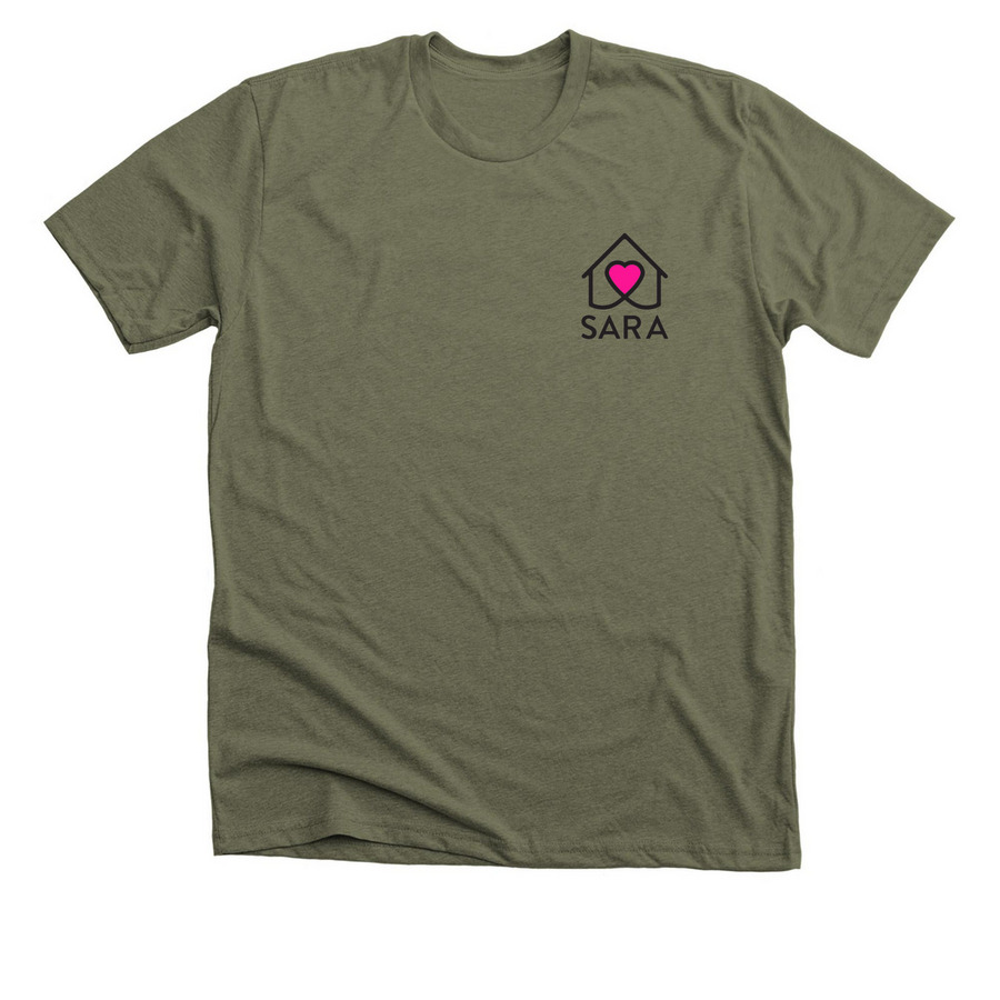 SARA Sanctuary, a Heather Olive Premium Unisex Tee