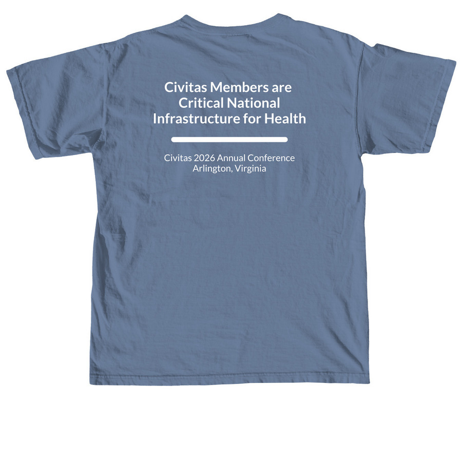 #Civitas2026 Merchandise, a Blue Jean Comfort Colors Unisex Tee (back-view)