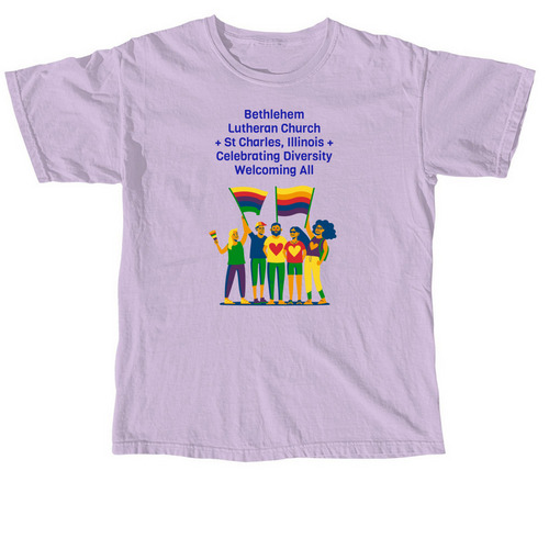 Celebrating Diversity Welcoming All, a Orchid Comfort Colors Unisex Tee