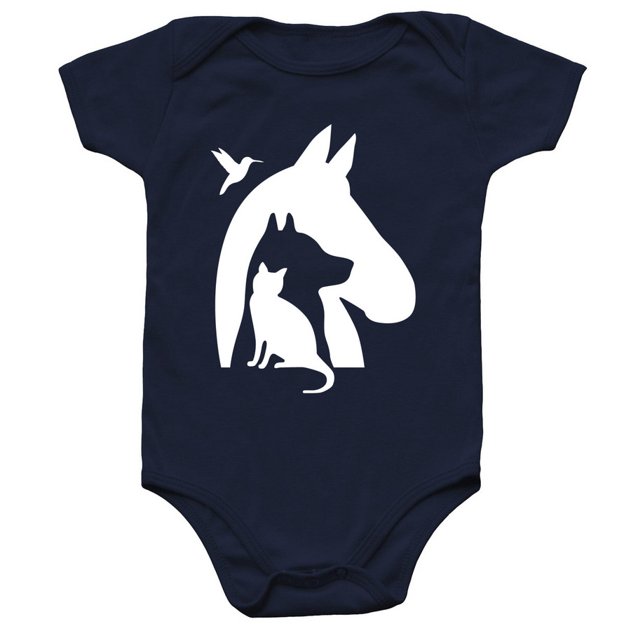 For Infants (White), a Navy Infant Onesie
