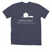 White Logo, a Heather Midnight Navy Premium Unisex Tee