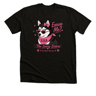 Excuse Me, a Black Heather Premium Unisex Tee