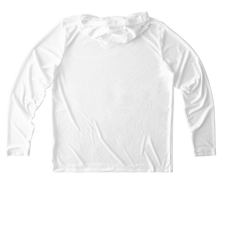UPF 50 Hoodie, a White UV Performance Long Sleeve Hoodie (back-view)