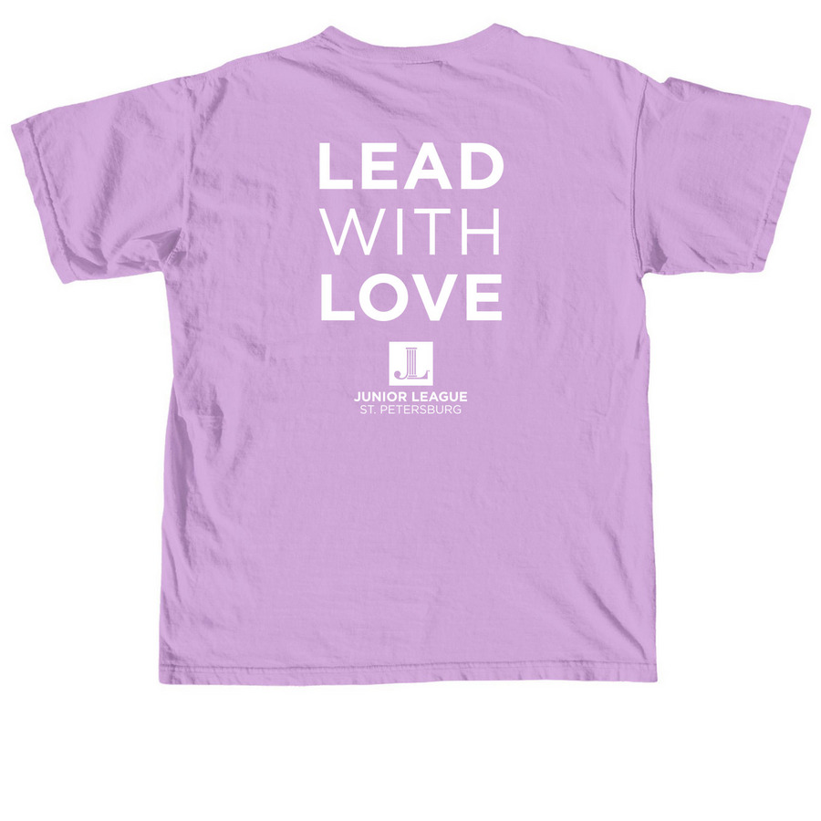 JLSP Rainbow Pride Tee (2-Sided Print), a Neon Violet Comfort Colors Unisex Tee (back-view)