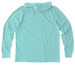 Pocket Logo, a Saltwater Blue Allmade Organic Cotton Mineral Dye Hoodie Tee (back-view)