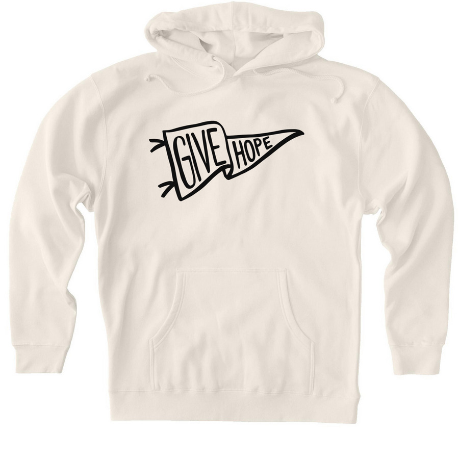 Give Hope Pennant, a Bone Heavyweight Pullover Hoodie