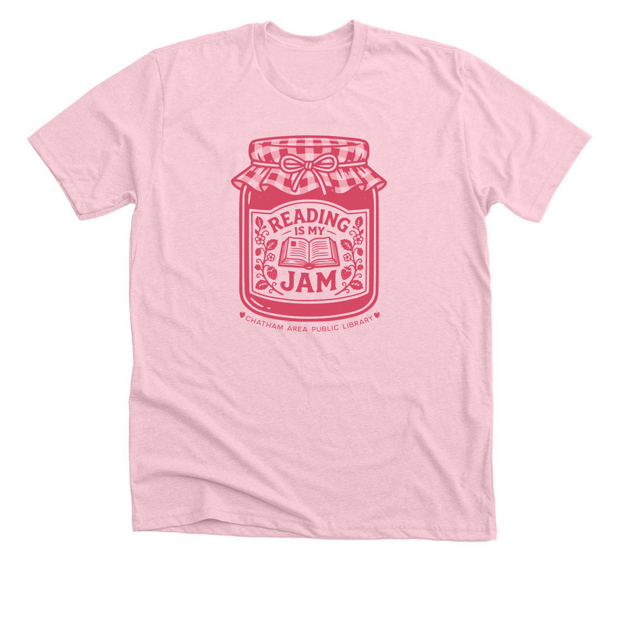 Reading is My Jam, a Heather Pink Premium Unisex Tee