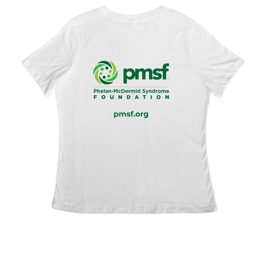 We Are Here (all white), a White Women's Relaxed V-Neck Tee (back-view)