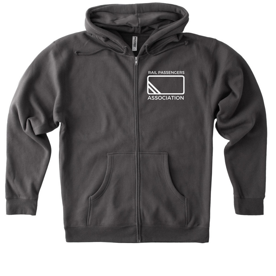 Rail Passengers Heavy Zip-Up, a Solid Charcoal Heavyweight Zip Up Hoodie