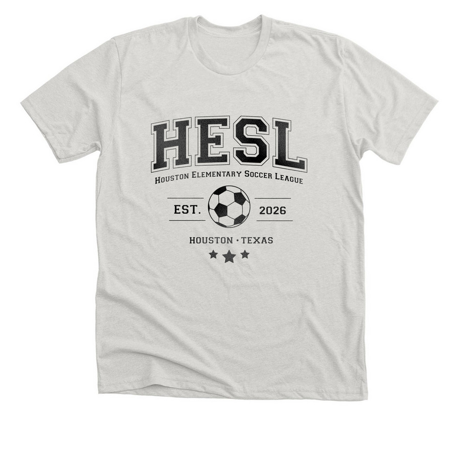 HESL Collegiate, a Heather Cement Premium Unisex Tee