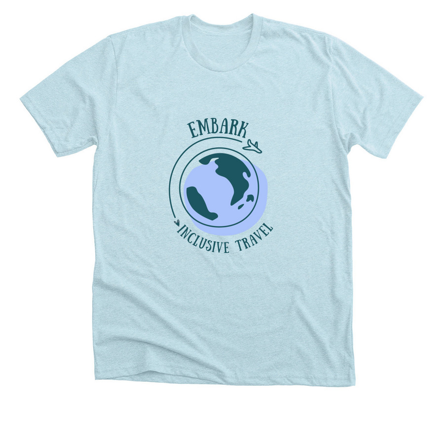 Embark Inclusive Travel, a Heather Ice Blue Premium Unisex Tee