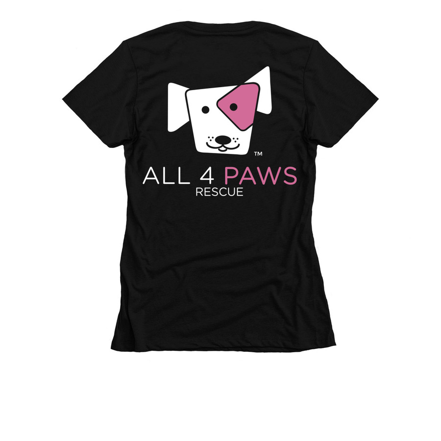 All 4 Paws Special Midnight Collection - Pink, a Black Women's Slim Fit Tee (back-view)