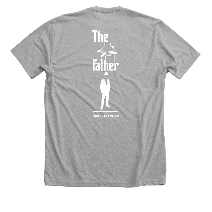 "The Father" Scott Diamond, a Athletic Heather Premium Unisex Tee (back-view)