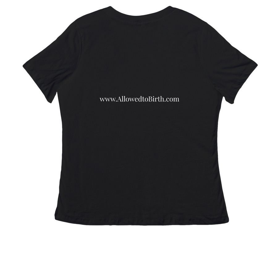 Women's poster tees, a Black Women's Relaxed V-Neck Tee (back-view)