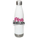 Pink Rebellion Water Bottle, a White Stainless Steel Water Bottle