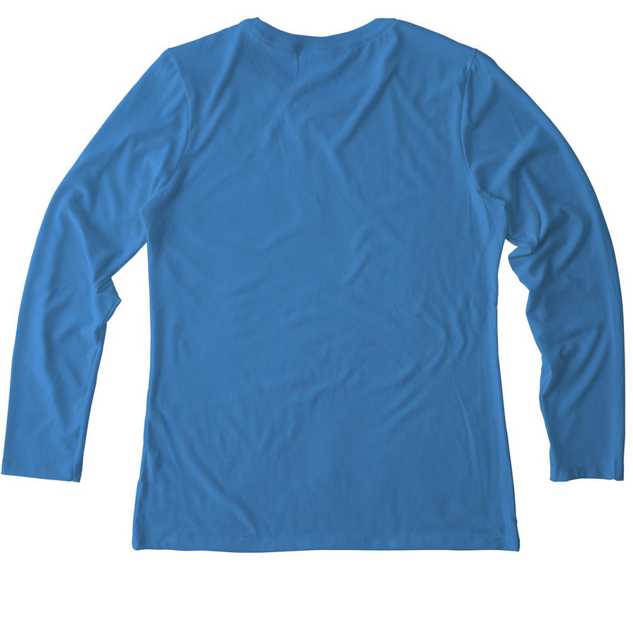Long Sleeves - White Logo&nbsp;, a Azure Blue Allmade Eco Triblend Women?s Long Sleeve Tee (back-view)
