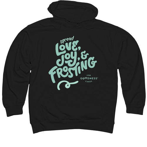 Spread Love, Joy, & Frosting!!, a Black Midweight Pullover Hoodie