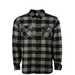 Retro Lettering White Ink Back Print&nbsp;, a Olive/ Black Unisex Flannel Shirt