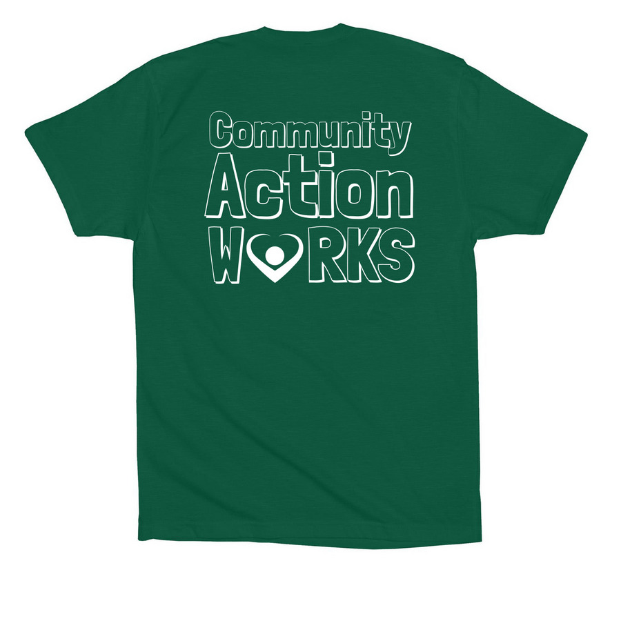 Community Action Works, a Evergreen Premium Cotton Tee (back-view)