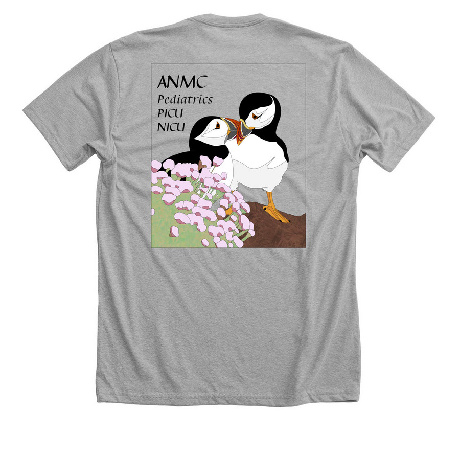 Puffin - Color, a Athletic Heather Premium Unisex Tee (back-view)
