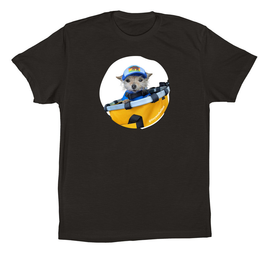 Tiny Woof Wilbur the Adventurer, a Black Premium Cotton Tee