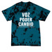 Crystal Tie Dye Voz Poder Cambio Tee, a Black/ Teal Crystal Tie Dye Tee