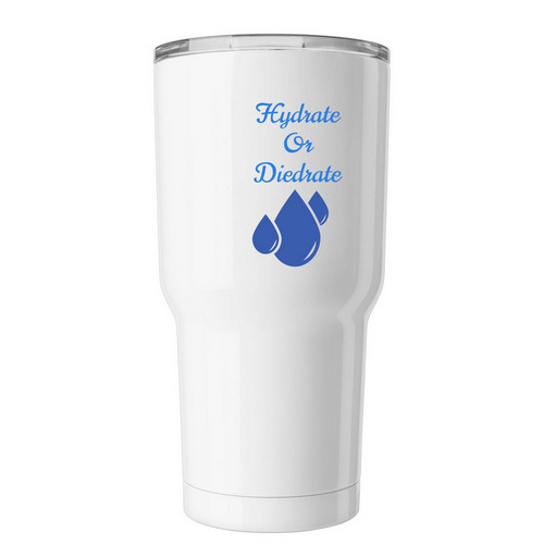 Hydrate or diedrate tumbler, a White Insulated Tumbler