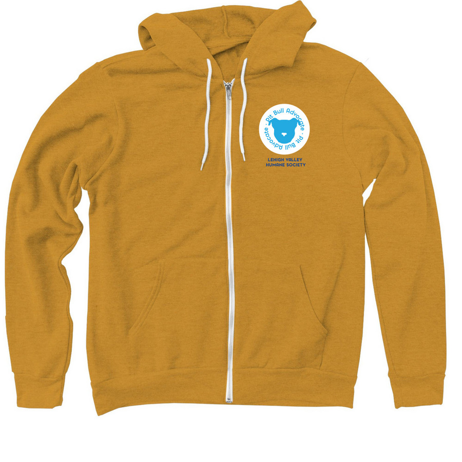 Pit Bull Advocate Badge, a Heather Mustard Zip Up Hoodie