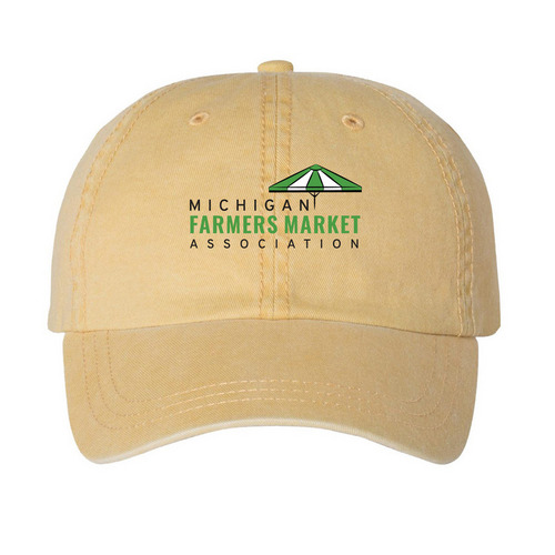 Hats off to Michigan markets!, a Mustard Printed Pigment Dye Baseball Cap