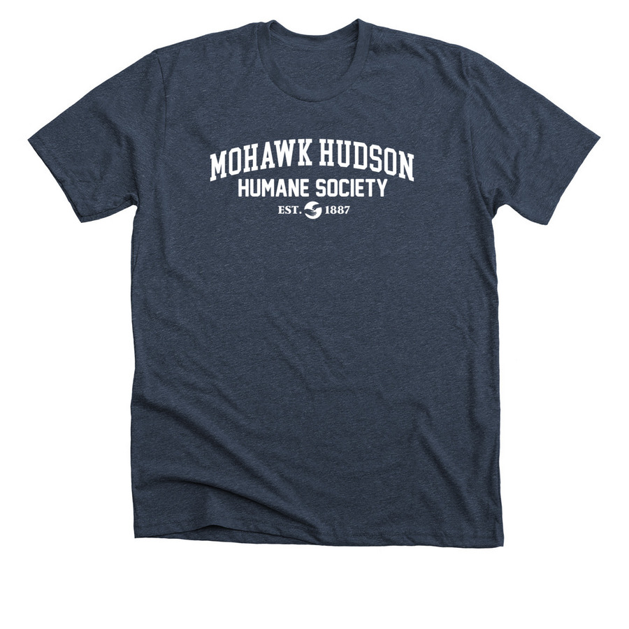 Mohawk Hudson Humane Society, a Heather Midnight Navy Premium Unisex Tee